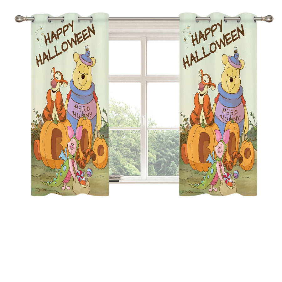 Happy Halloween Pooh Peach Skin Window Curtains