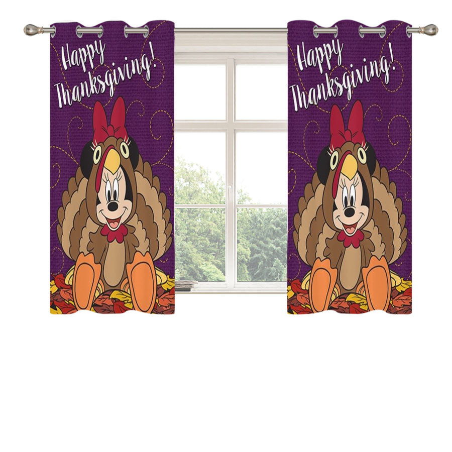 Happy Thanksgiving Minnie Mouse Peach Skin Window Curtains