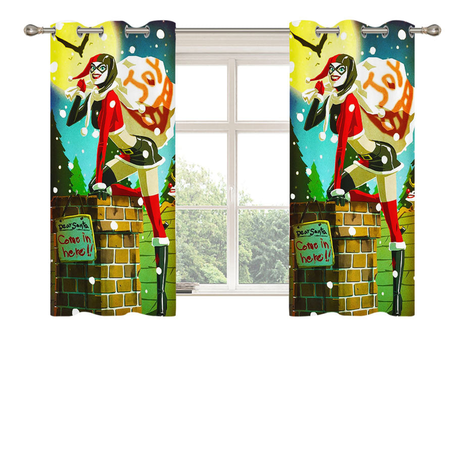 Harley Quinn Christmas Peach Skin Window Curtains