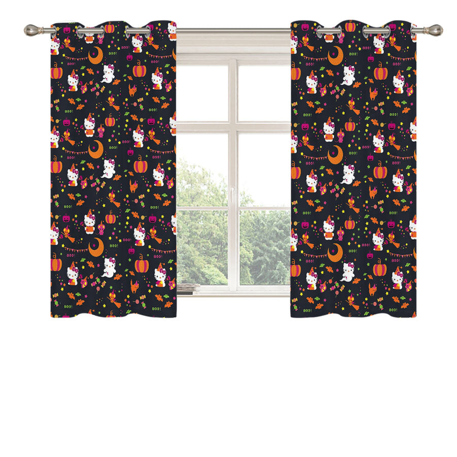 Hello Kitty Halloween Pattern Peach Skin Window Curtains