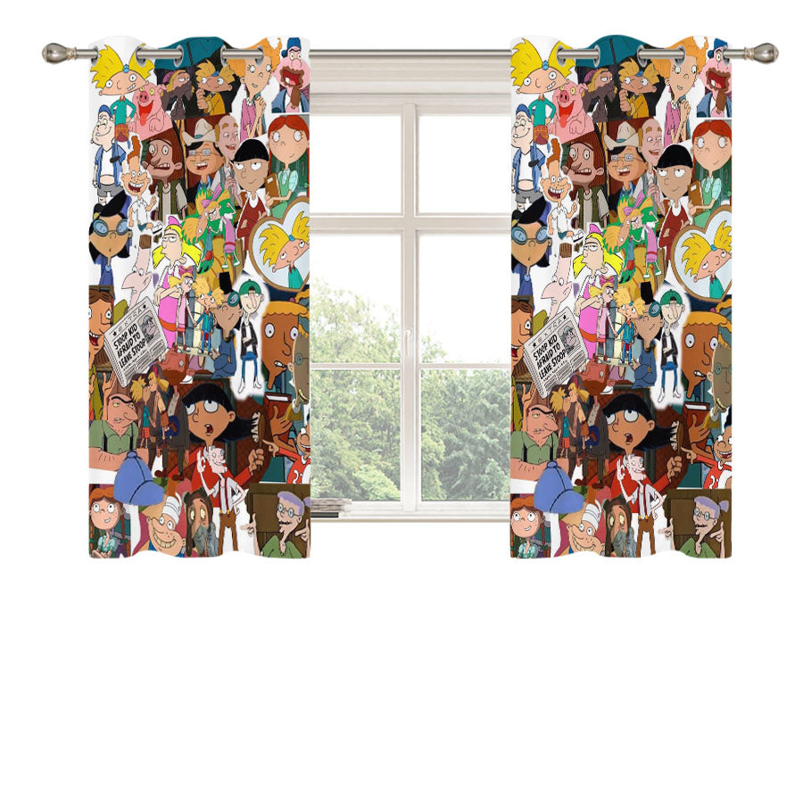 Hey Arnold Collages Peach Skin Window Curtains