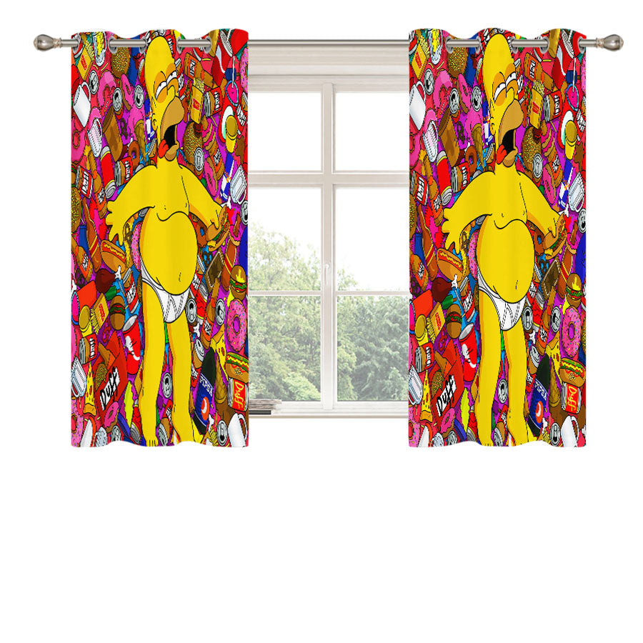 Homer Faint Simpson Cartoon Peach Skin Window Curtains