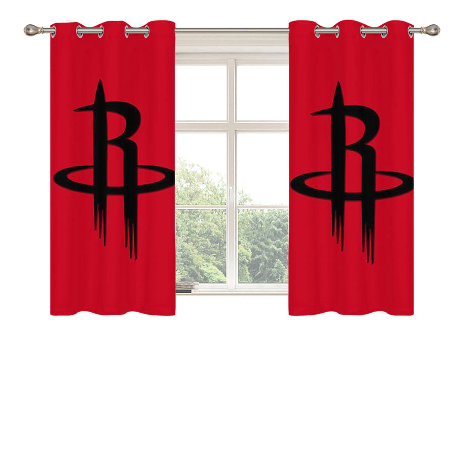 Houston Rockets Logo Red Peach Skin Window Curtains