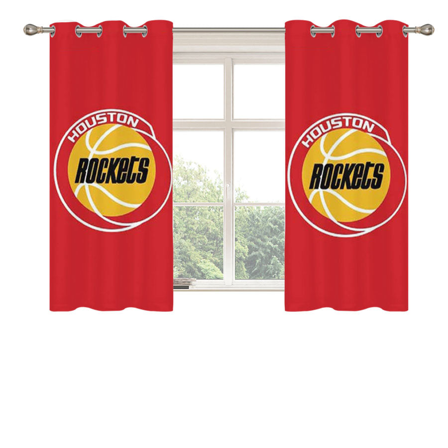 Houston Rockets Red Logo Peach Skin Window Curtains