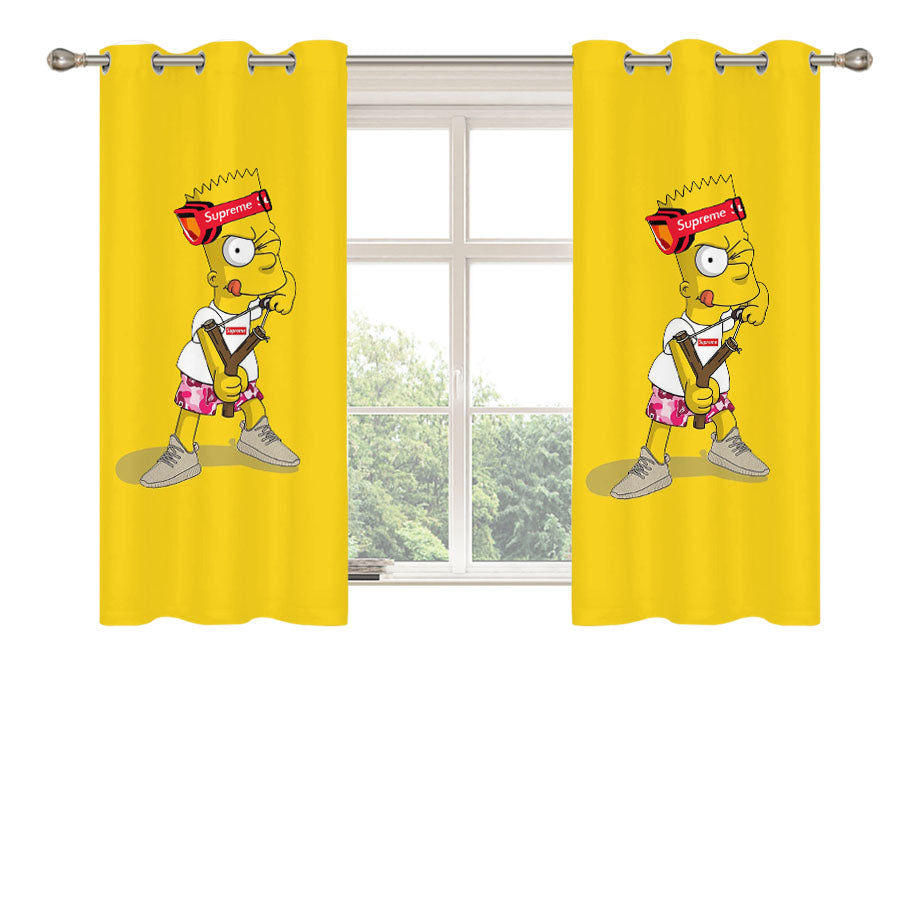 Hypebeast Bart Simpson Yellow Peach Skin Window Curtains