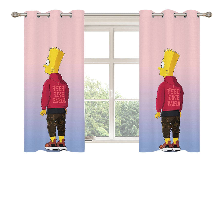 I Feel Like Pablo Bart Simpson Peach Skin Window Curtains