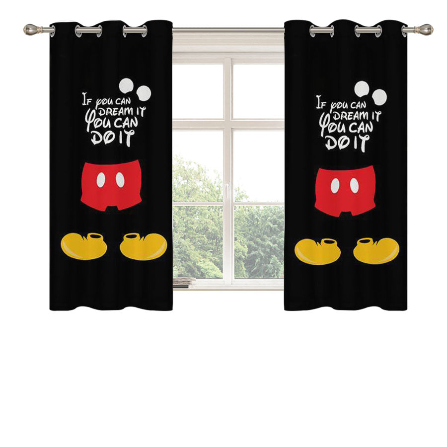 If You Can Dream It You Can Do It Mickey Mouse Peach Skin Window Curtains