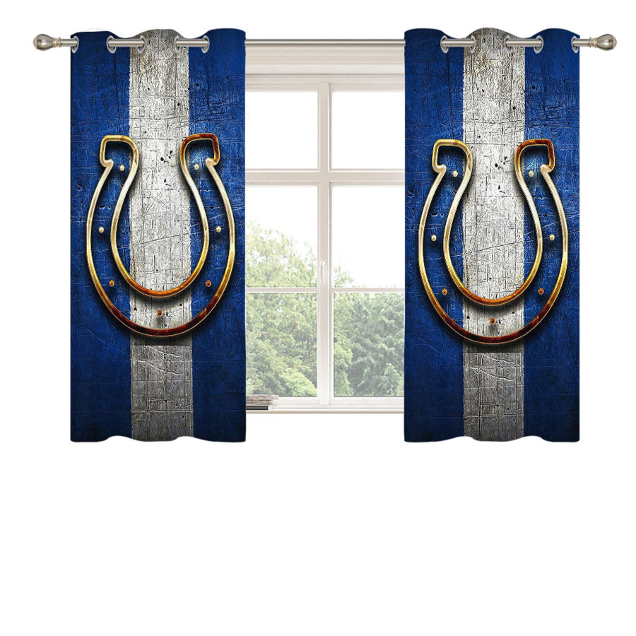 Indianapolis Colts Logo Stripes Peach Skin Window Curtains