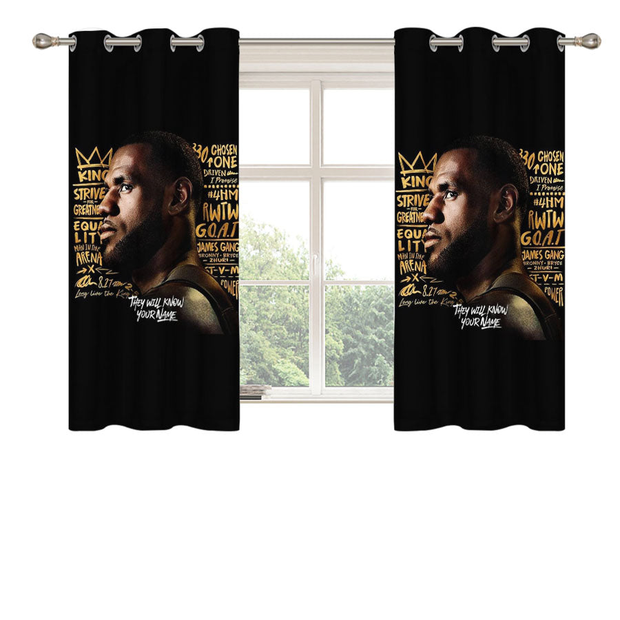 James Lebron Lakers The Kings Peach Skin Window Curtains