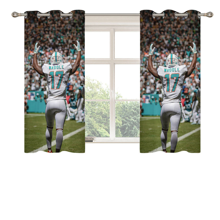 Jaylen Waddle, Miami Dolphins Peach Skin Window Curtains