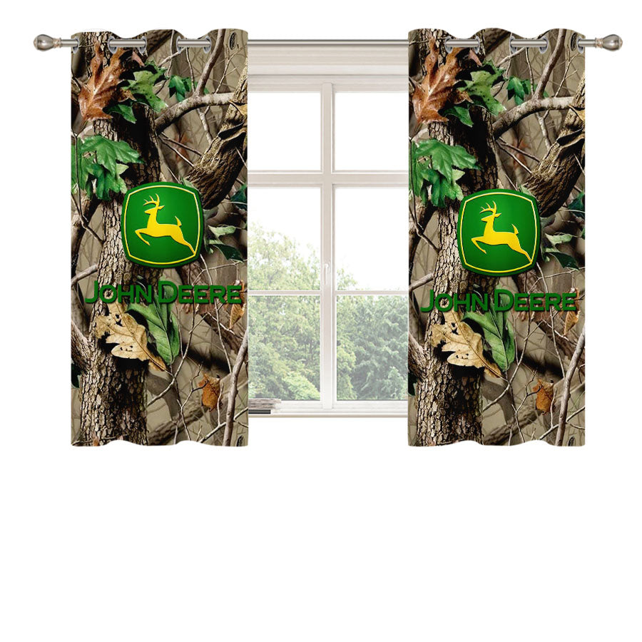 John Deere Camo Logo Peach Skin Window Curtains