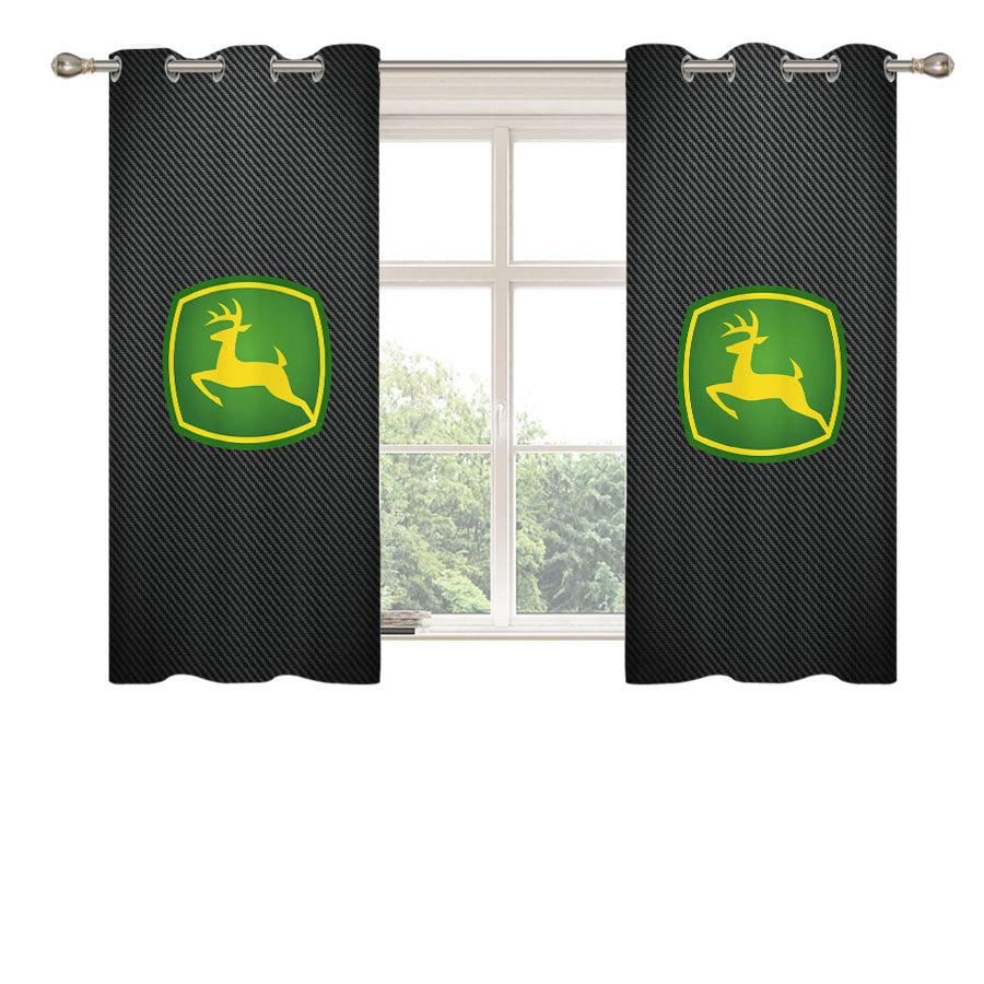 John Deere Logo Carbon Fiber Peach Skin Window Curtains