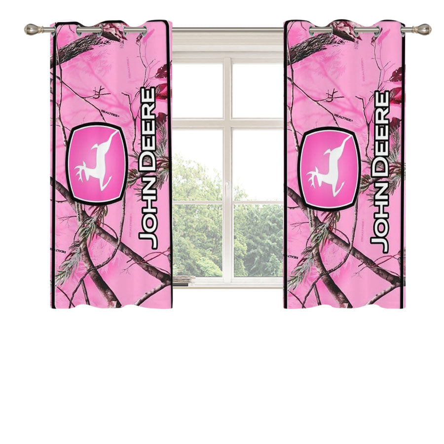 John Deere Pink Camo Peach Skin Window Curtains
