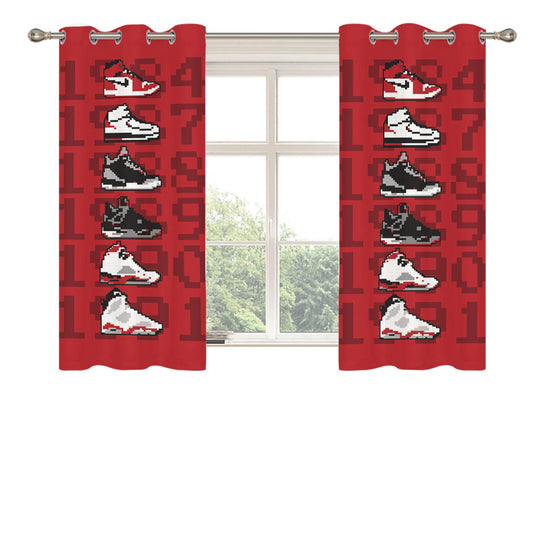 Jordan Sneaker Collection 8 Bit Style Peach Skin Window Curtains