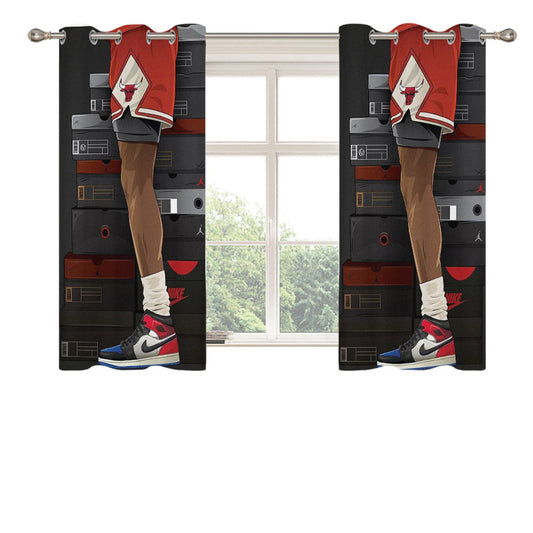Jordan Sneaker Collection Illustration Peach Skin Window Curtains