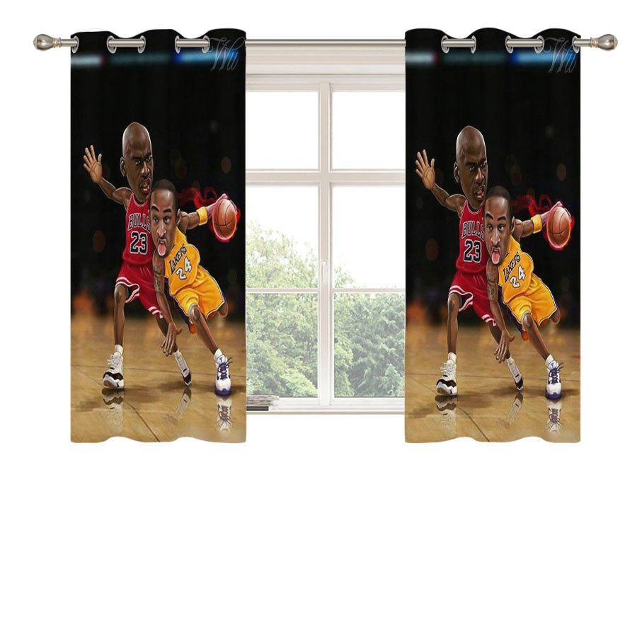 Jordan Vs Kobe Bryant Peach Skin Window Curtains