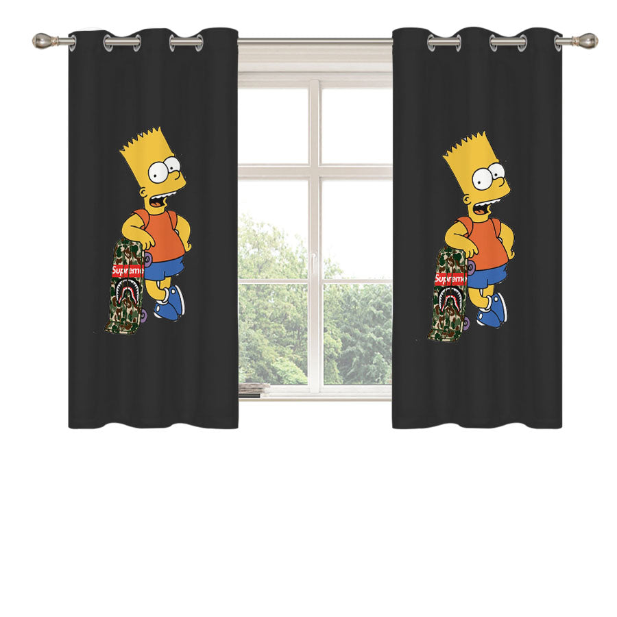 Joy Rich Bart Simpson Peach Skin Window Curtains