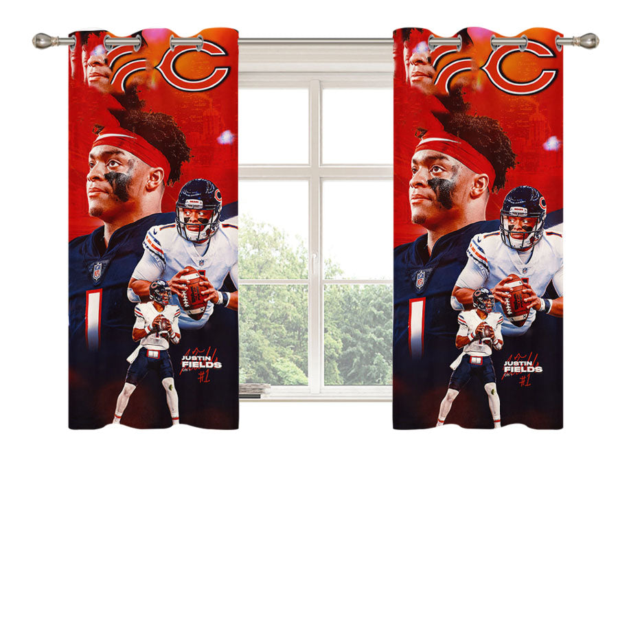 Justin Fields Chicago Bears Peach Skin Window Curtains