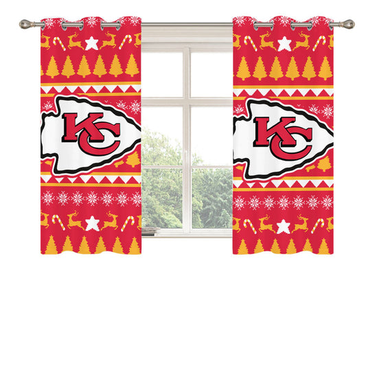 Kansas City Chiefs Christmas Sweater Peach Skin Window Curtains