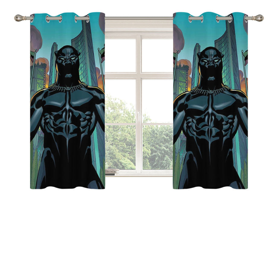 King Of Wakanda Black Panther Peach Skin Window Curtains