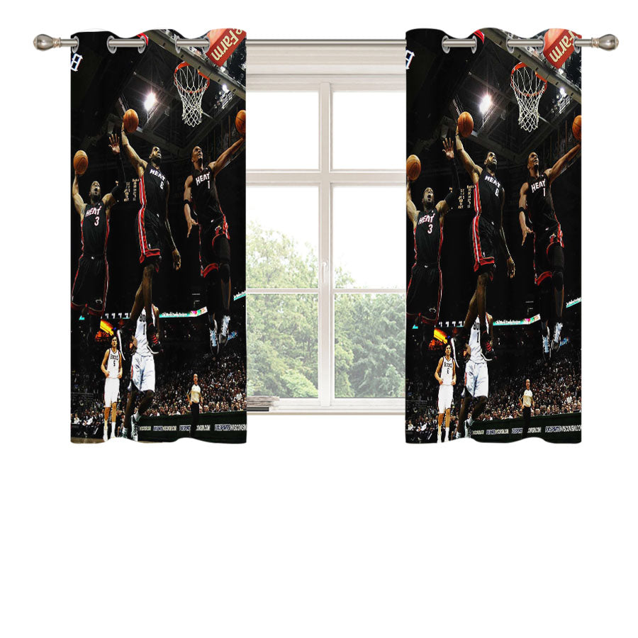 Lebron James Heat Dunk Peach Skin Window Curtains