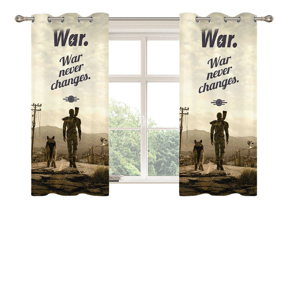 Lone Wanderer And Dogmeat Fallout Peach Skin Window Curtains