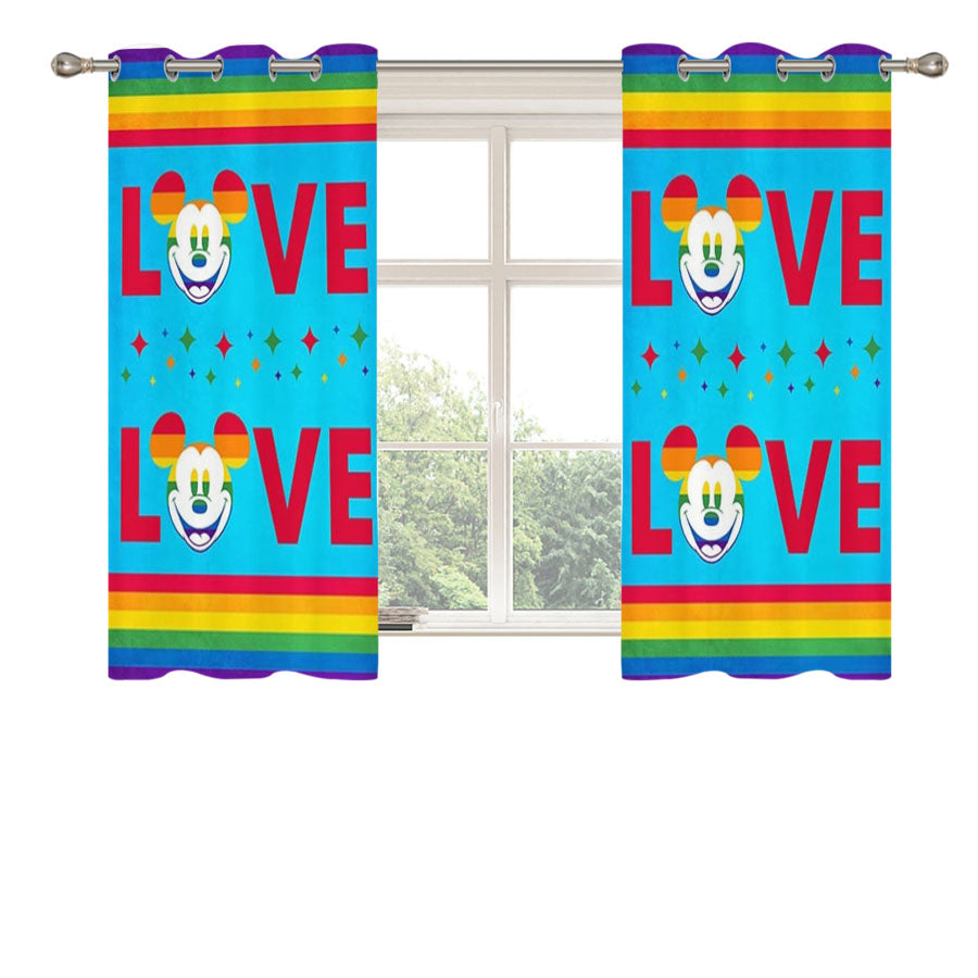 Love Is Love Pride Mickey Peach Skin Window Curtains
