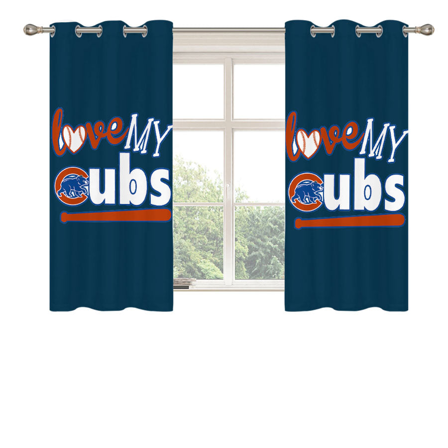 Love My Chicago Cubs Peach Skin Window Curtains