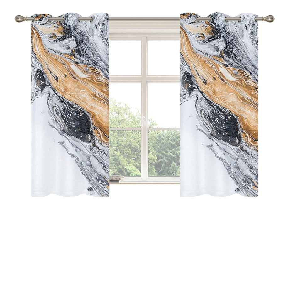Marble White Milk Gold Liquid Peach Skin Window Curtains