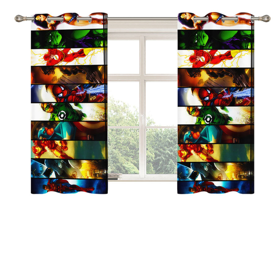 Marvel Dc Comic Heroes Collage Peach Skin Window Curtains