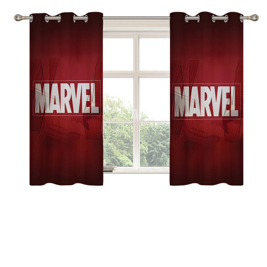 Marvel Logo Peach Skin Window Curtains
