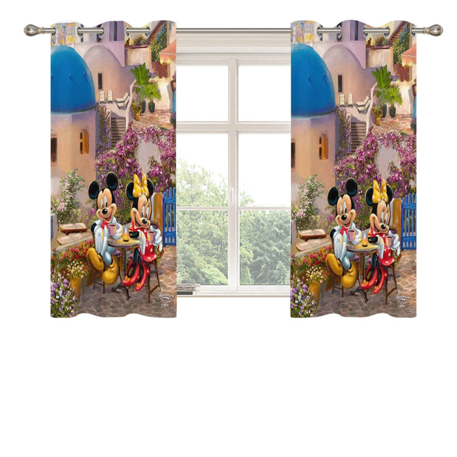 Mickey And Minnie In Greece Peach Skin Window Curtains