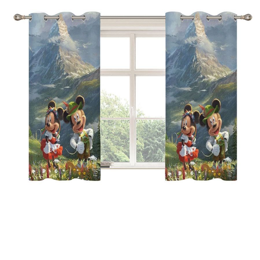 Mickey And Minnie In The Alps Peach Skin Window Curtains