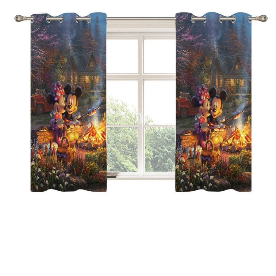 Mickey And Minnie Sweetheart Campfire Peach Skin Window Curtains