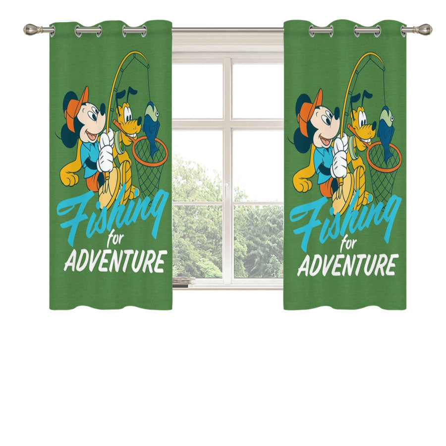 Mickey Fishing For Adventure Peach Skin Window Curtains