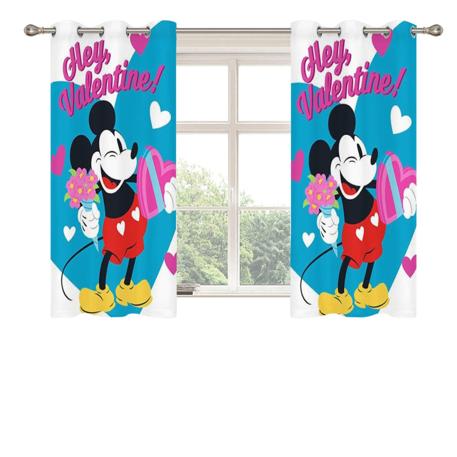 Mickey Flowers And Candy Peach Skin Window Curtains