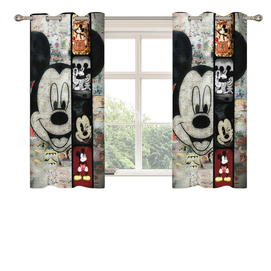 Mickey Mouse And Disney Comic Peach Skin Window Curtains