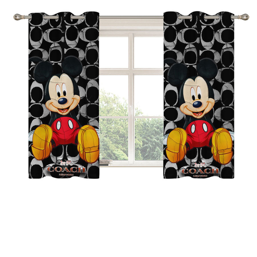 Mickey Mouse Coach Black 5 Peach Skin Window Curtains