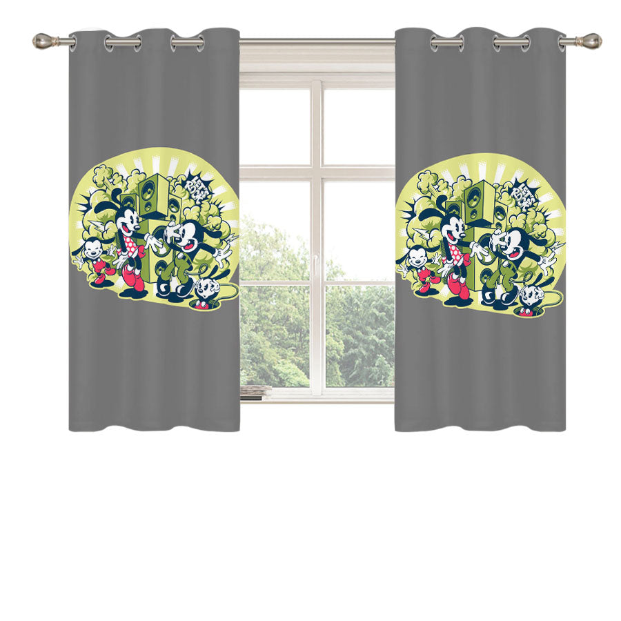Mickey Mouse Dance Hiphop Style Cartoon Peach Skin Window Curtains