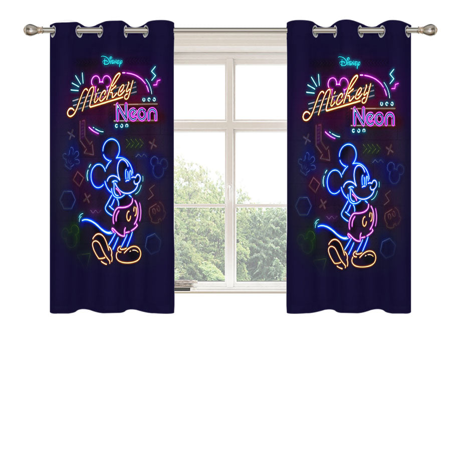 Mickey Mouse Neon Wallpaper Peach Skin Window Curtains