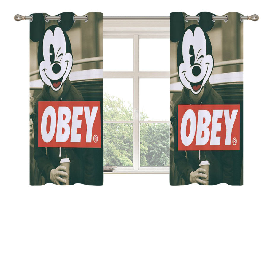 Mickey Mouse Obey Peach Skin Window Curtains