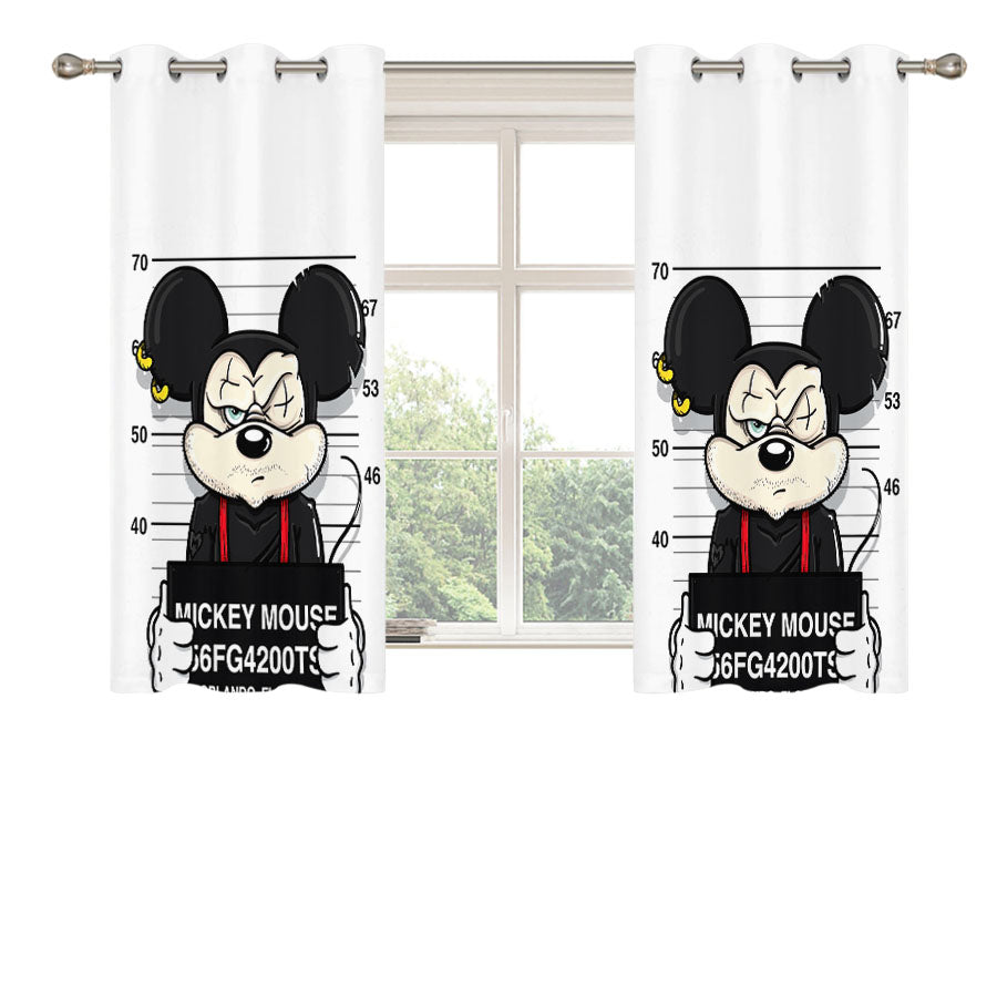 Mickey Mouse On Jail Peach Skin Window Curtains