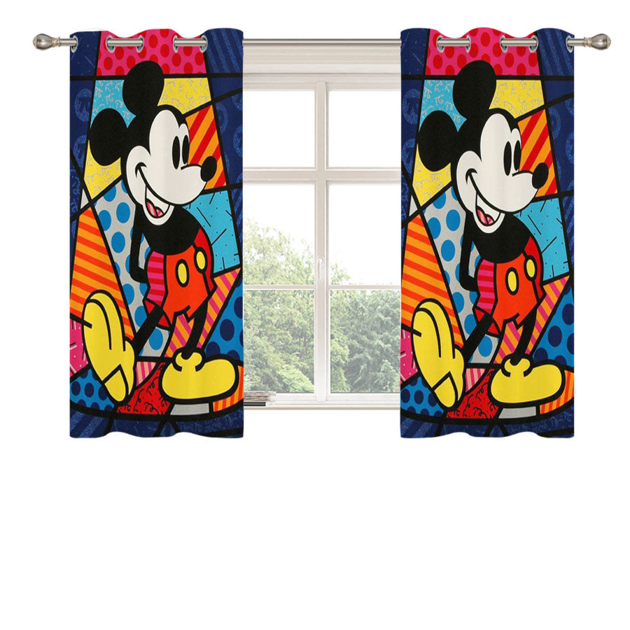 Mickey Mouse Romero Britto Peach Skin Window Curtains