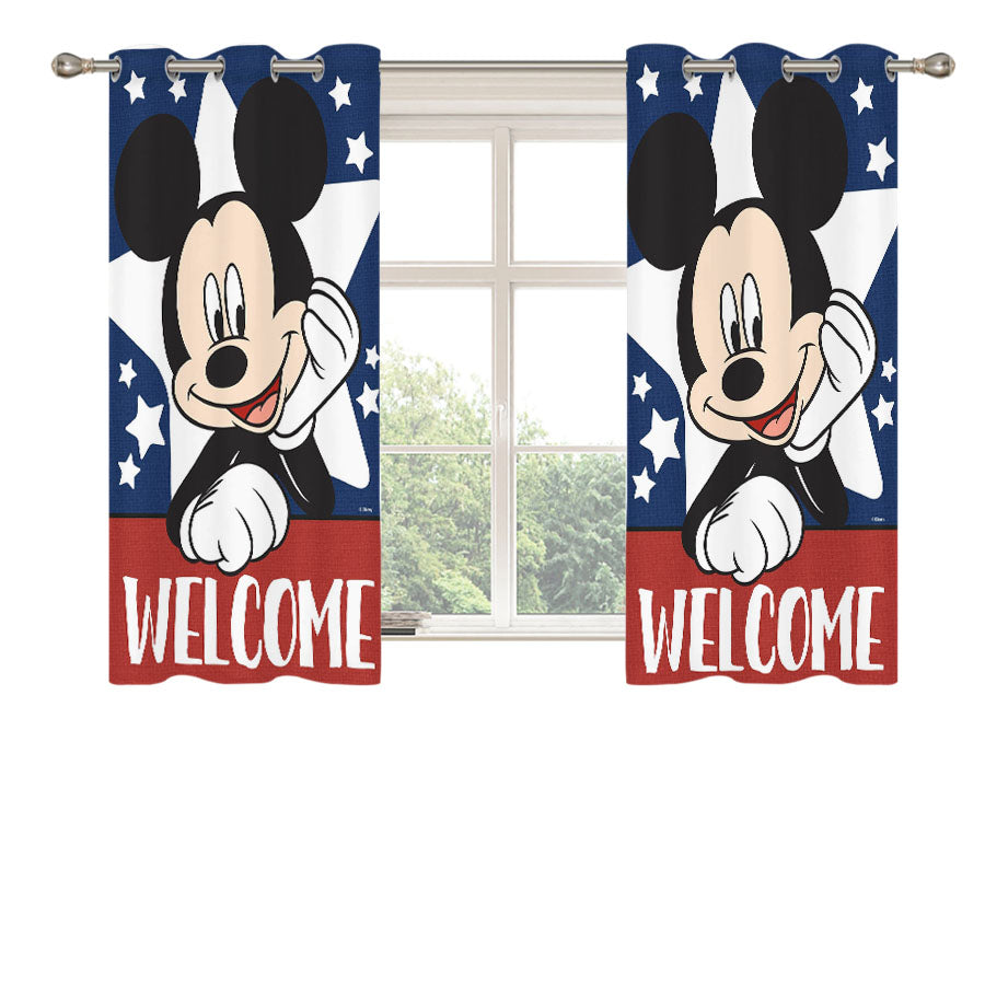 Mickey Mouse Welcome Peach Skin Window Curtains