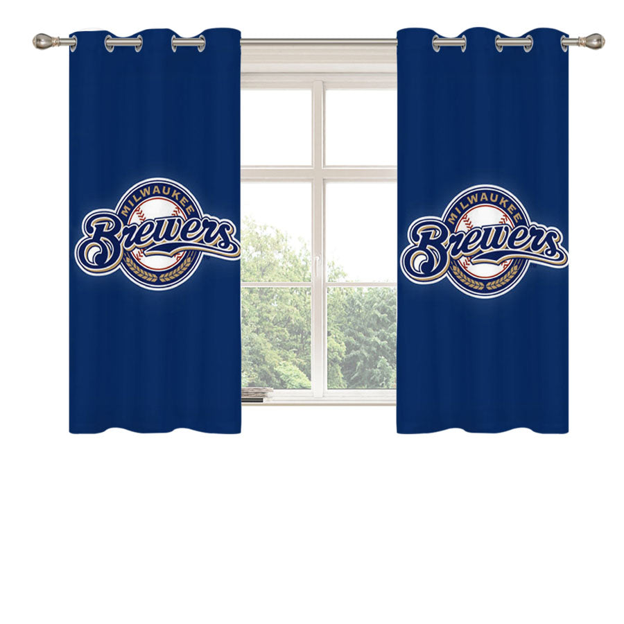 Milwaukee Brewers Logo Peach Skin Window Curtains
