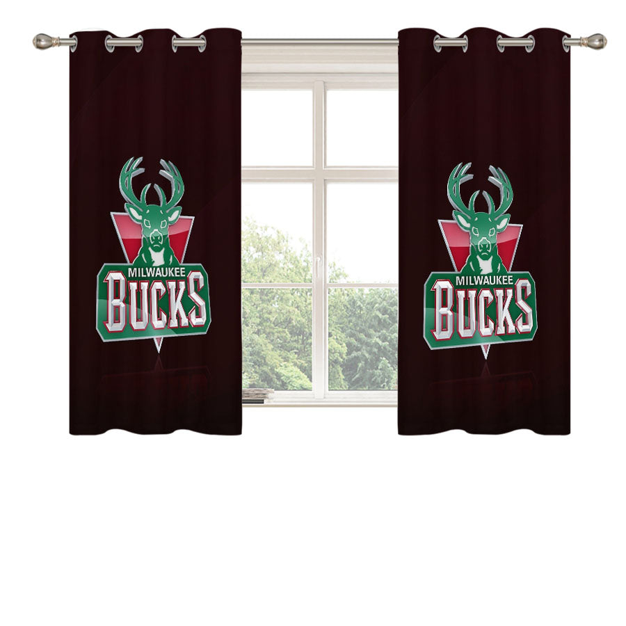 Milwaukee Bucks Logo Peach Skin Window Curtains