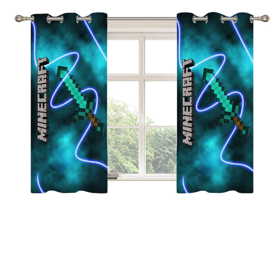 Minecraft Creeper Sword Peach Skin Window Curtains