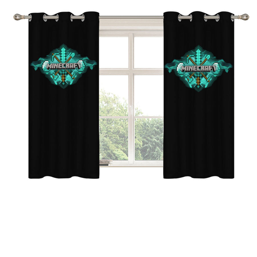 Minecraft Diamond Tools Peach Skin Window Curtains