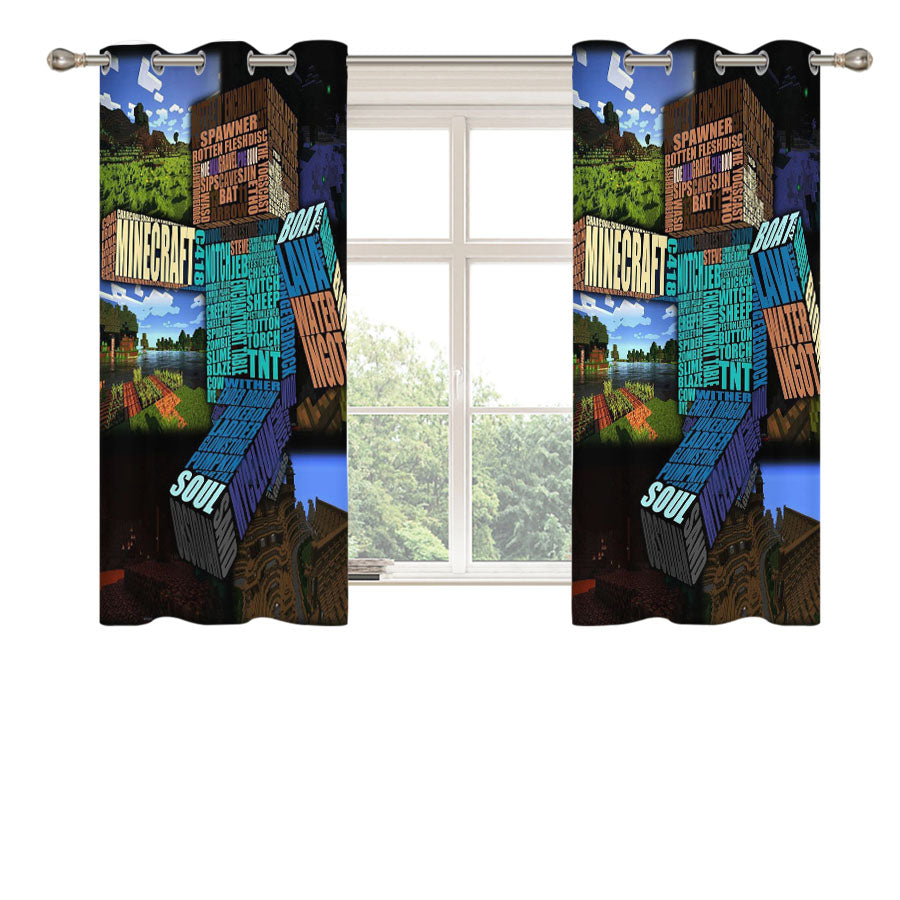Minecraft Typography Peach Skin Window Curtains