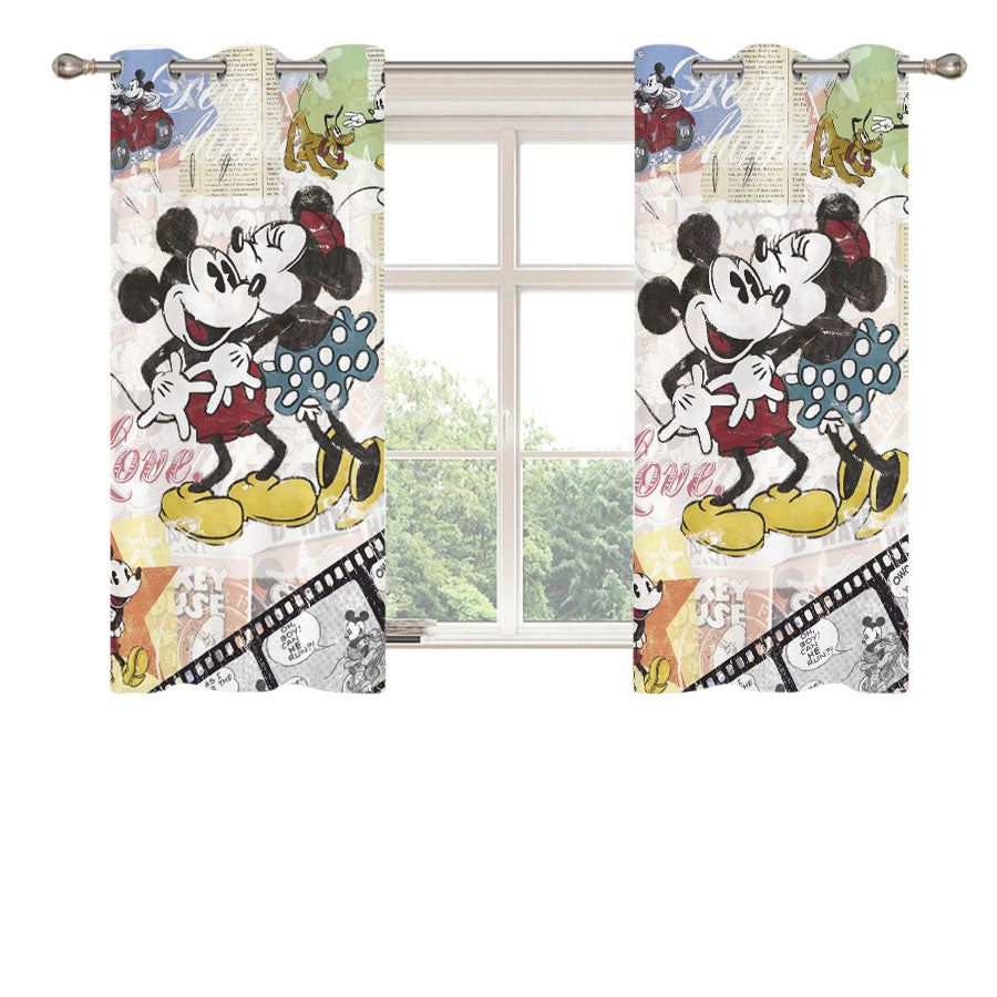Minnie And Mickey Mouse Peach Skin Window Curtains
